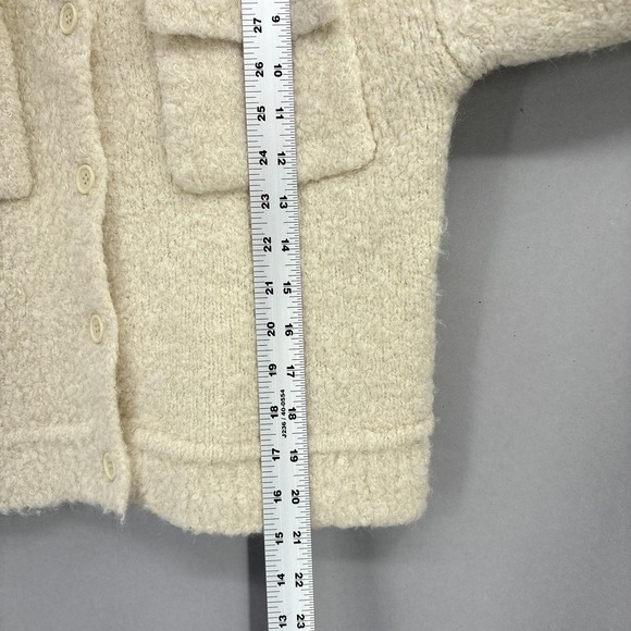 Samsoe Samsoe Jacket Womens Small Beige White Emilie Alpaca Blend Boucle Cropped - Picture 14 of 16